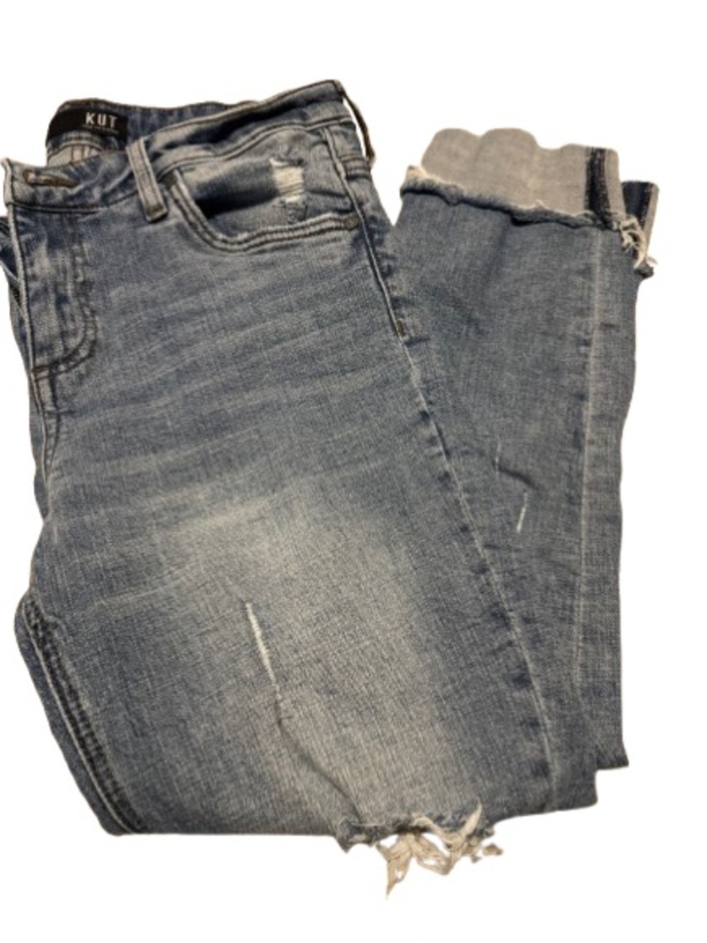 Kut from the Kloth Catherine Boyfriend Distressed Jeans Raw Hem